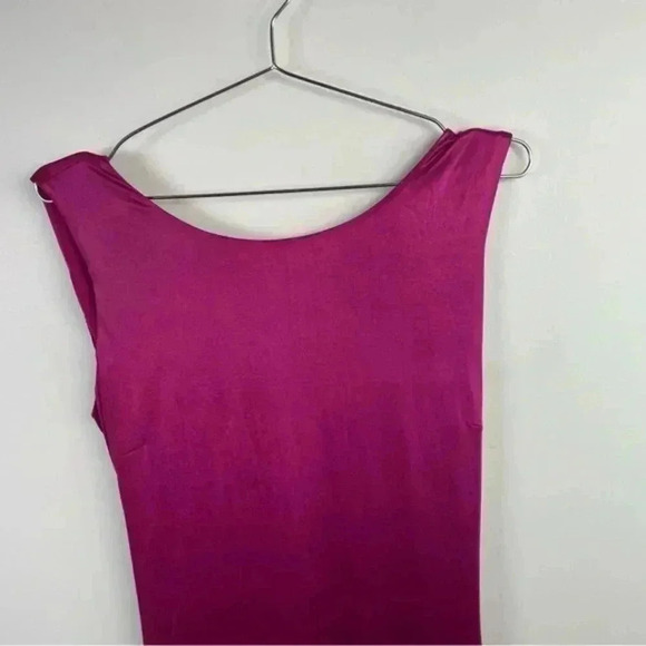 Dress The Population Magenta Karlie Luxe Coated Front Slit Sleeveless Dress - Picture 4 of 12